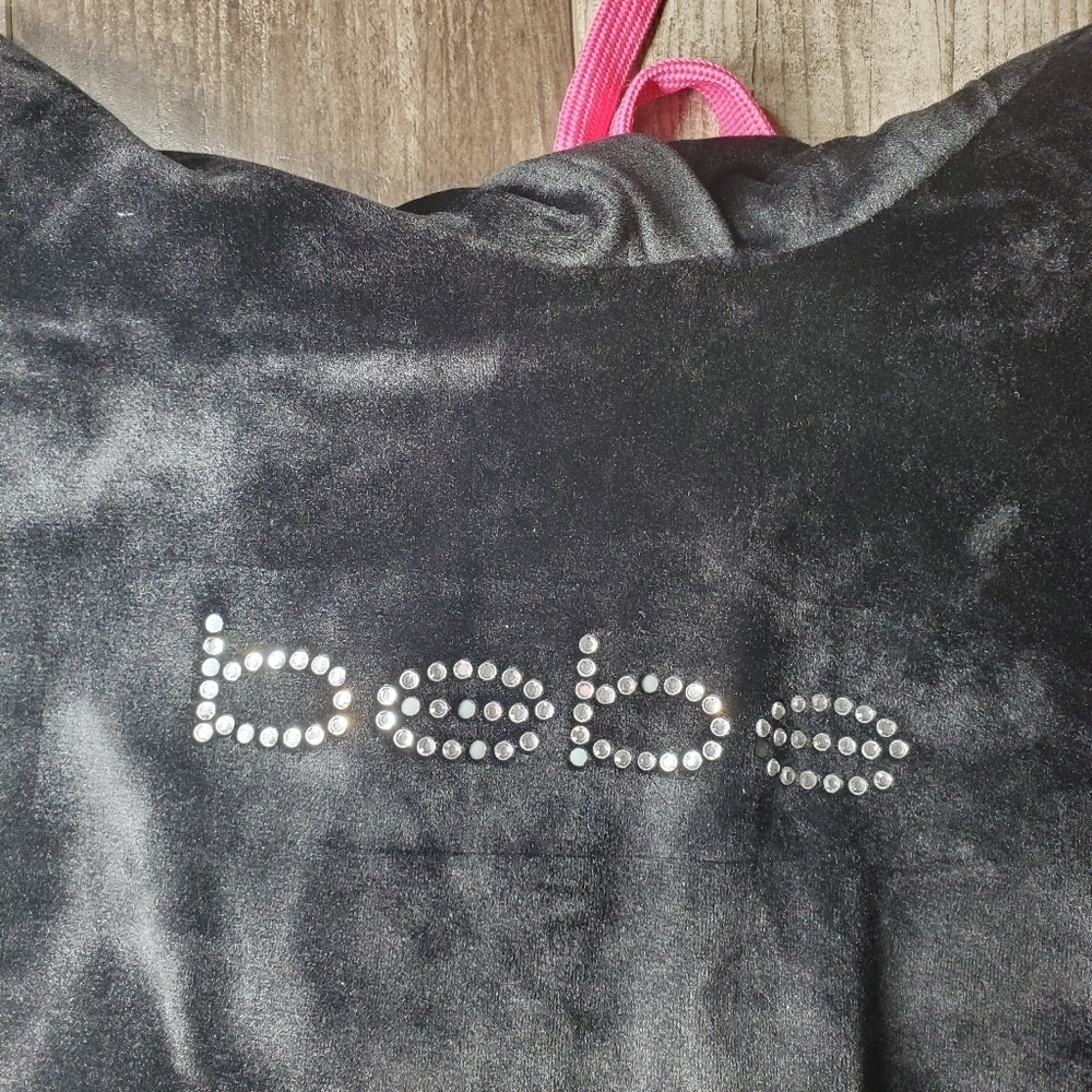 Bebe Women's Black and Pink Rhinestone Sleepwear Dress Velour Size Medium - Picture 11 of 17
